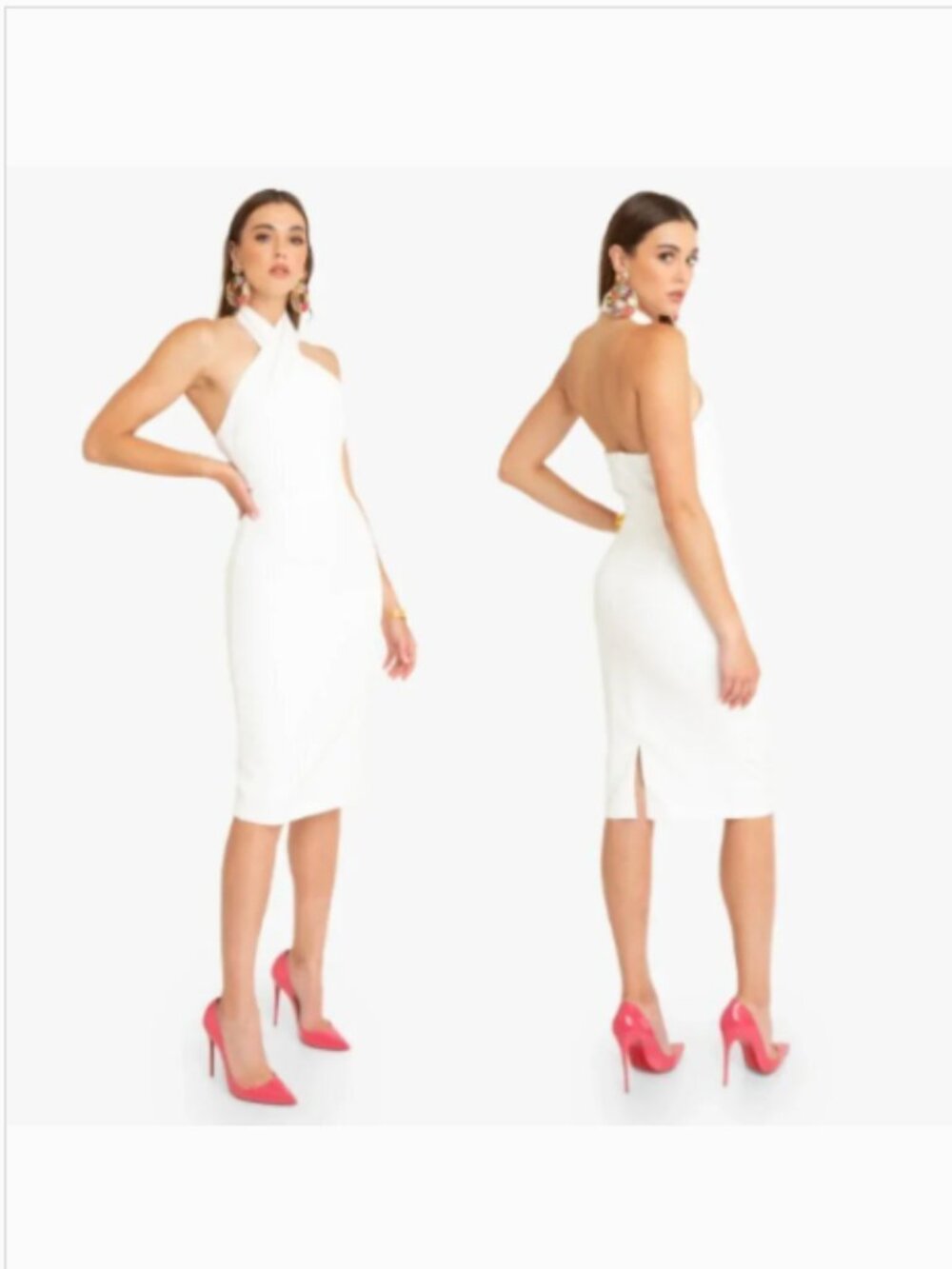 Likely Carolyn Dress white cross over pageant Halter Sheath Dress